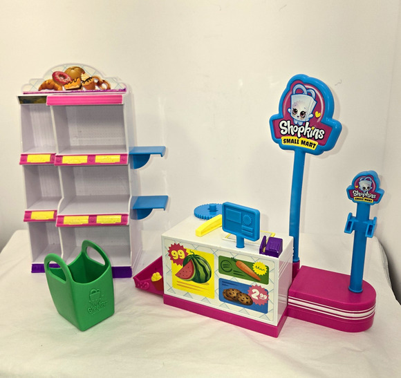 Shopkins Other - Shopkins Small Mart Supermarket Pretend Playset w/ Shelves Checkout Basket